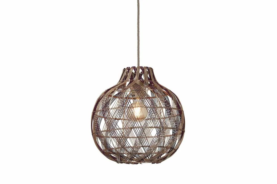 Good&Mojo Hanglamp Mendoza bamboe/kap ø35xh.35cm nat/burgundy. S Sale