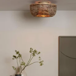 Good&Mojo Plafondlamp Barbados bamboe/halfrond kap ø35xh.15cm naturel/bruin Sale
