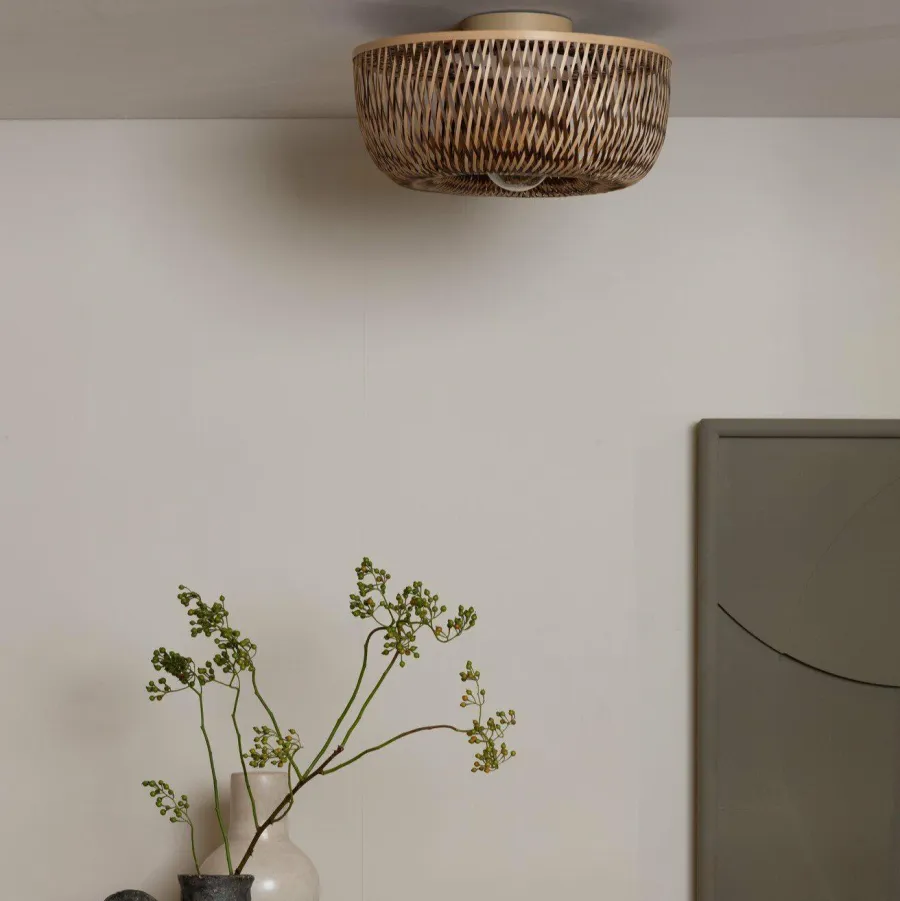 Good&Mojo Plafondlamp Barbados bamboe/halfrond kap ø35xh.15cm naturel/bruin Sale