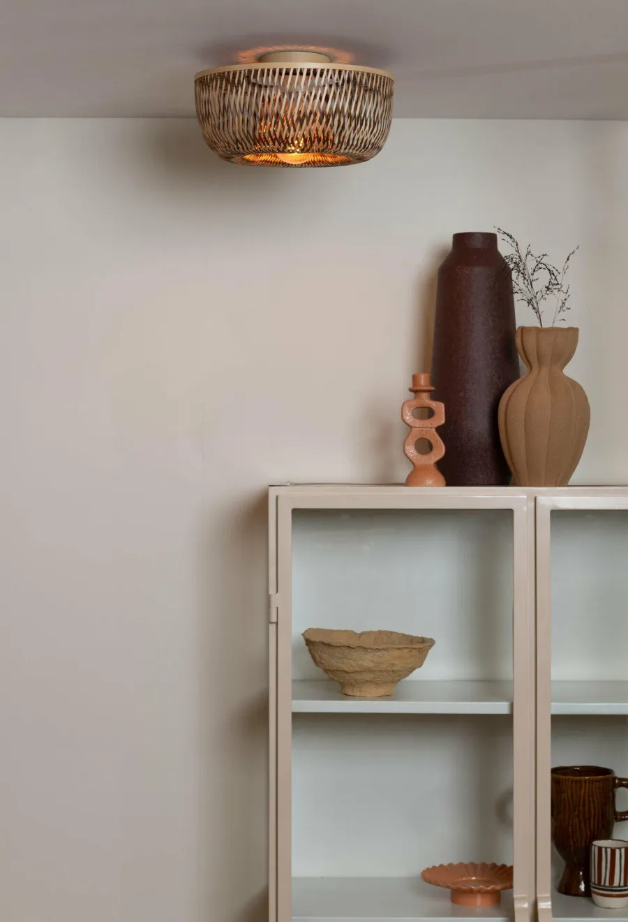 Good&Mojo Plafondlamp Barbados bamboe/halfrond kap ø35xh.15cm naturel/bruin Sale