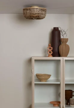 Good&Mojo Plafondlamp Barbados bamboe/halfrond kap ø35xh.15cm naturel/bruin Sale