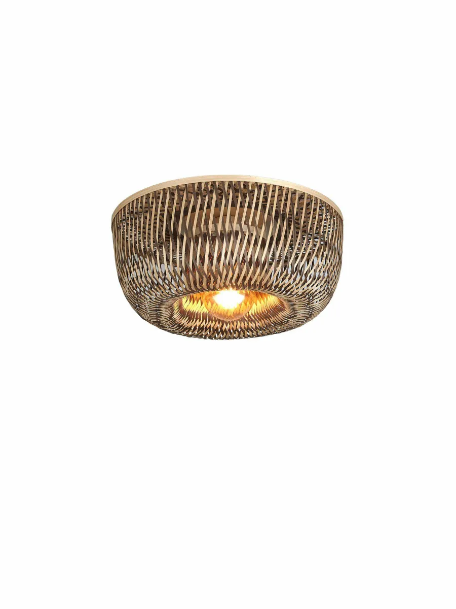 Good&Mojo Plafondlamp Barbados bamboe/halfrond kap ø35xh.15cm naturel/bruin Sale