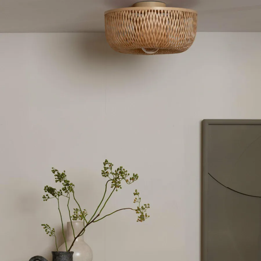 Good&Mojo Plafondlamp Barbados bamboe/halfrond kap ø35xh.15cm naturel Best