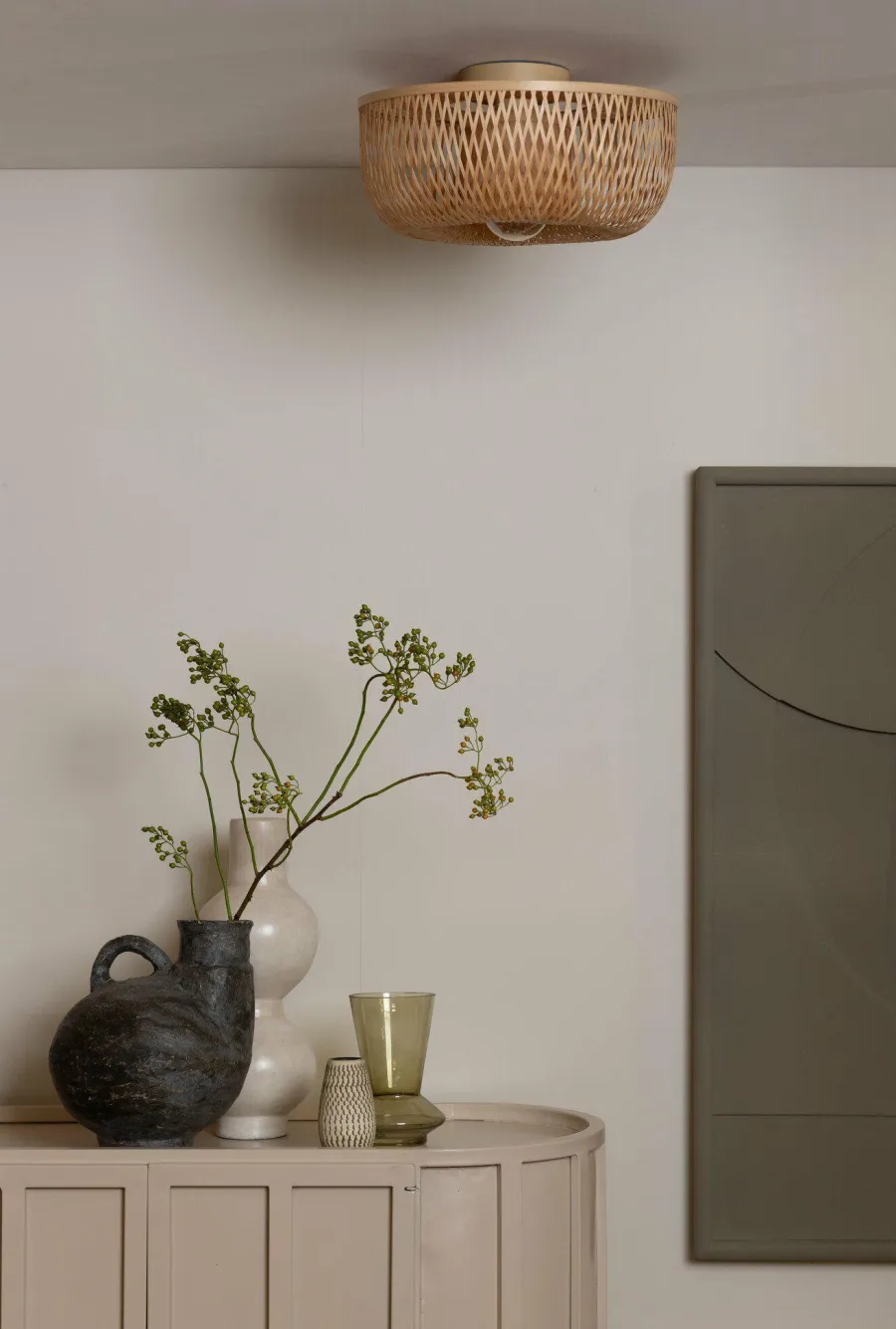 Good&Mojo Plafondlamp Barbados bamboe/halfrond kap ø35xh.15cm naturel Best