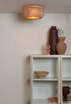 Good&Mojo Plafondlamp Barbados bamboe/halfrond kap ø35xh.15cm naturel Best