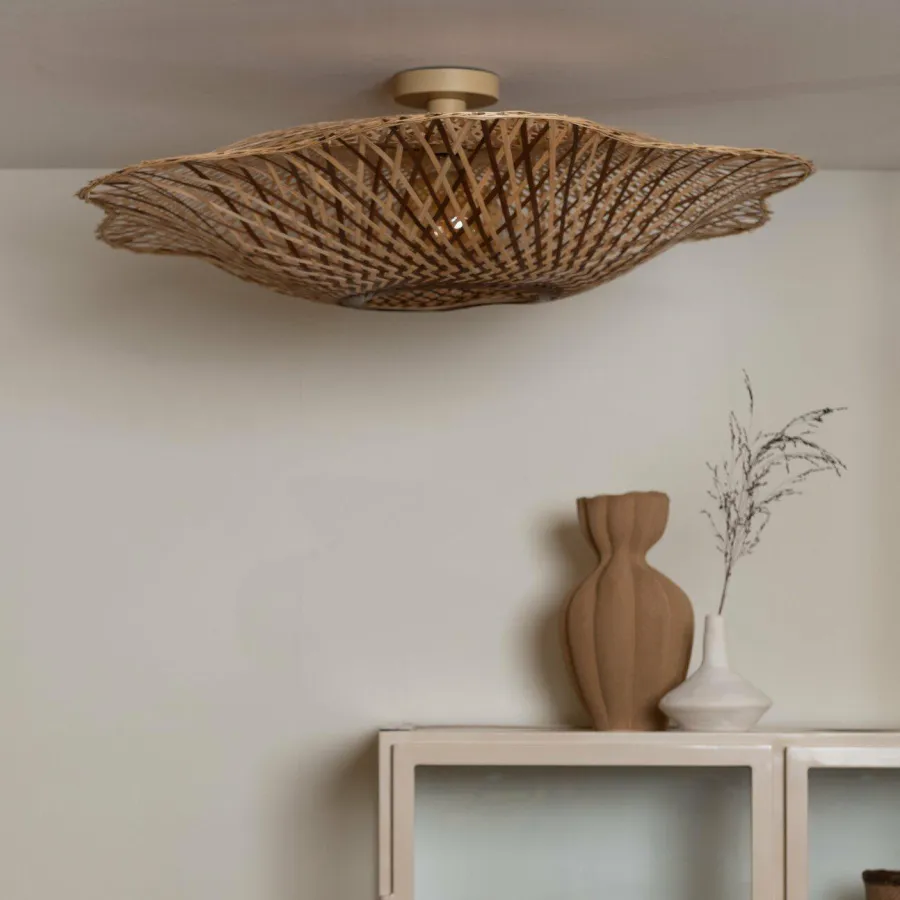 Good&Mojo Plafondlamp Madura bamboe ø87x20cm naturel bruin L Clearance