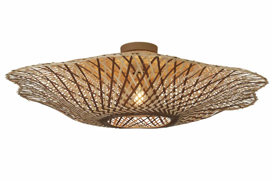 Good&Mojo Plafondlamp Madura bamboe ø87x20cm naturel bruin L Clearance