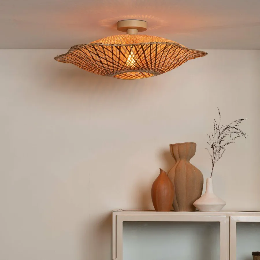 Good&Mojo Plafondlamp Madura bamboe ø60x15cm naturel bruin M Sale