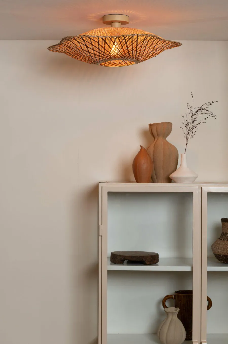 Good&Mojo Plafondlamp Madura bamboe ø60x15cm naturel bruin M Sale
