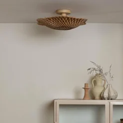 Good&Mojo Plafondlamp Madura bamboe ø44x12cm naturel bruin S Outlet