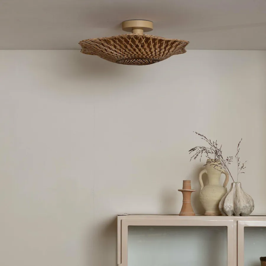 Good&Mojo Plafondlamp Madura bamboe ø44x12cm naturel bruin S Outlet