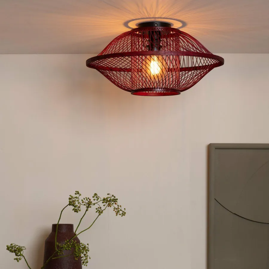 Good&Mojo Plafondlamp Maui bamboe burgundy S Online