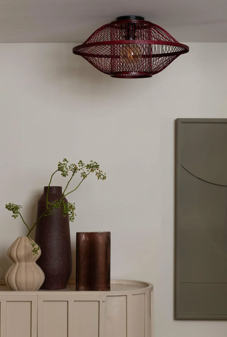 Good&Mojo Plafondlamp Maui bamboe burgundy S Online
