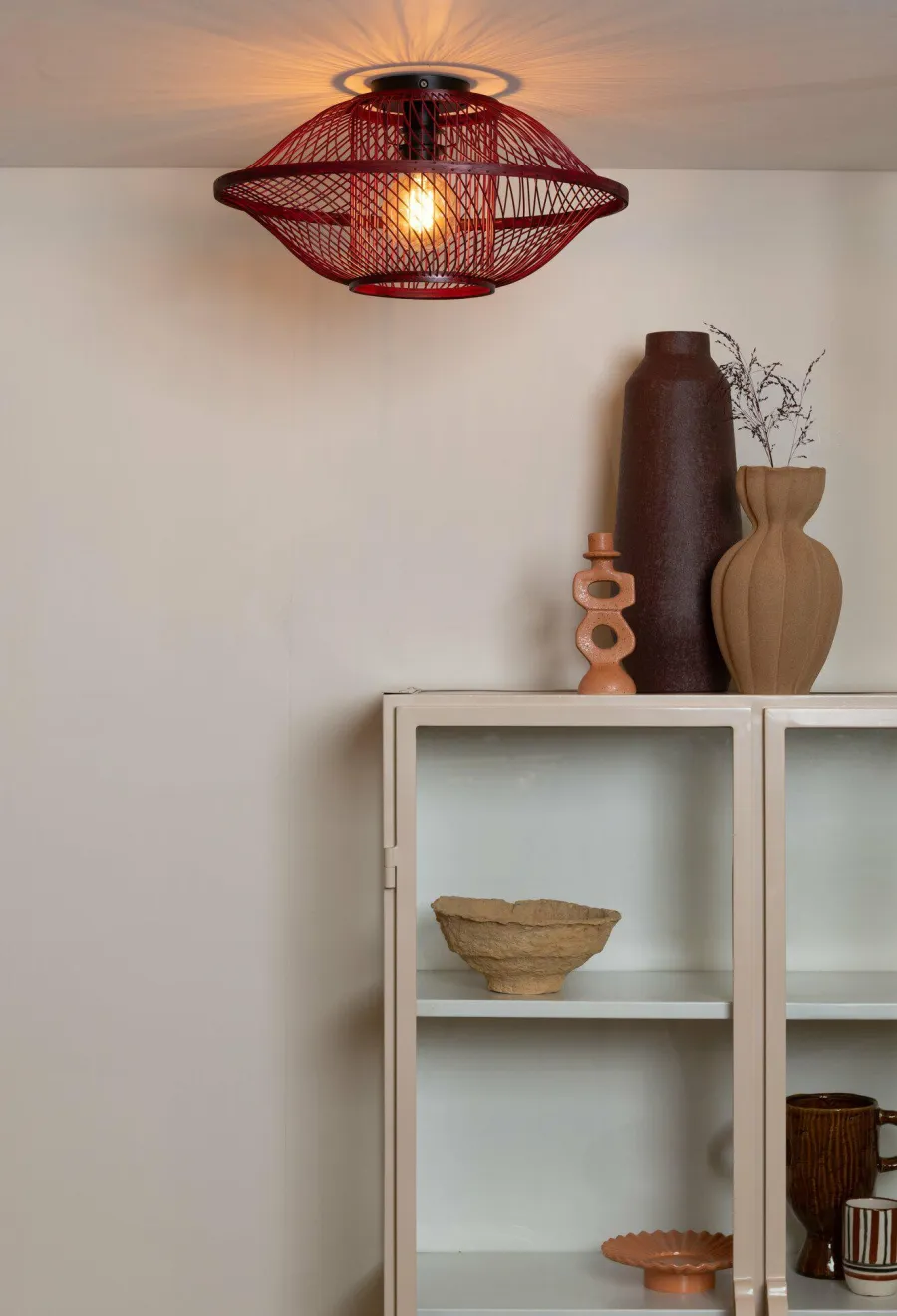 Good&Mojo Plafondlamp Maui bamboe burgundy S Online