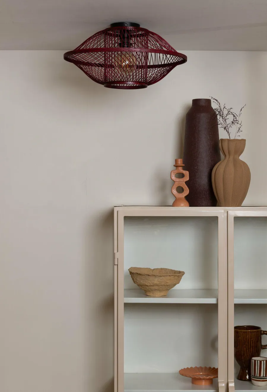 Good&Mojo Plafondlamp Maui bamboe burgundy S Online