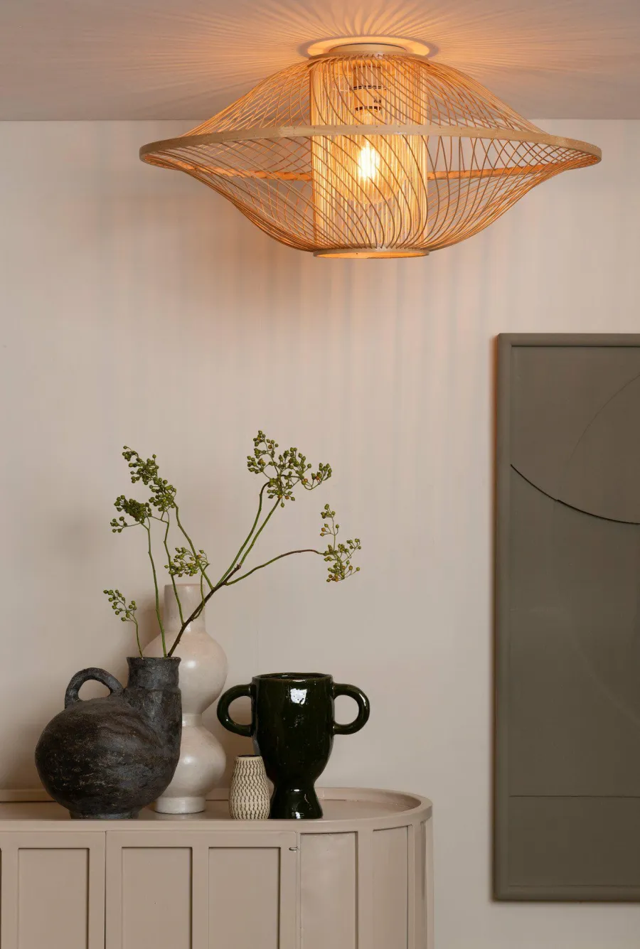 Good&Mojo Plafondlamp Maui bamboe ø70xh.30cm naturel L Clearance