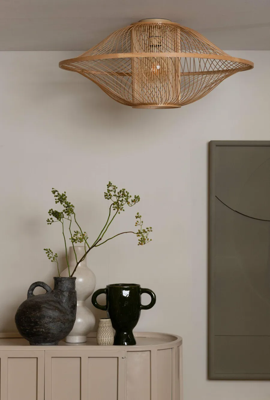 Good&Mojo Plafondlamp Maui bamboe ø70xh.30cm naturel L Clearance