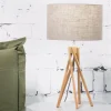 Good&Mojo Tafellamp bamboe 5-poot Kilimanjaro h.59cm/kap 32x20cm eco linnen donker Online