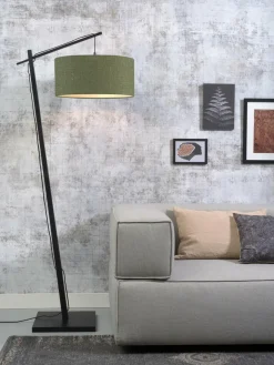 Good&Mojo Vloerlamp Andes bamboe zwart eco linnen green forest Outlet