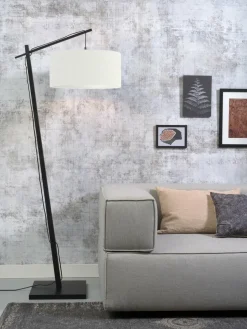Good&Mojo Vloerlamp Andes bamboe zwart eco linnen wit Outlet