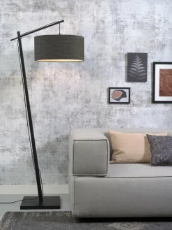 Good&Mojo Vloerlamp Andes bamboe zwart eco linnen donkergrijs Online