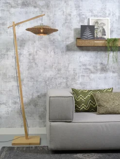 Good&Mojo Vloerlamp Bali bamboe naturel naturel/zwart M kap Ø44 Best