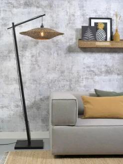 Good&Mojo Vloerlamp Bali bamboe zwart kap 60x15cm zwart naturel M New