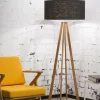 Good&Mojo Vloerlamp bamboe 4-poot Everest linnen zwart Sale