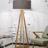 Good&Mojo Vloerlamp bamboe 4-poot Everest linnen donkergrijs Outlet