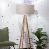Good&Mojo Vloerlamp bamboe 4-poot Everest linnen donker Outlet