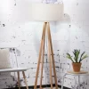 Good&Mojo Vloerlamp bamboe 4-poot Everest linnen licht Outlet