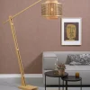 Good&Mojo Vloerlamp Bhutan L bamboe naturel – kap zwart naturel Ø 40 cm Clearance