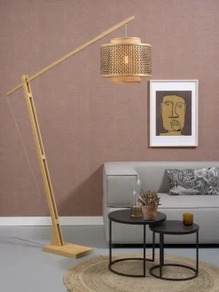 Good&Mojo Vloerlamp Bhutan L bamboe naturel – kap zwart naturel Ø 40 cm Clearance