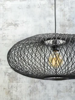 Good&Mojo Vloerlamp Cango bamboe zwart S 176 cm kap Ø 60 zwart Hot
