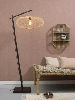 Good&Mojo Vloerlamp Cango bamboe zwart S 176 cm kap Ø 60 naturel Sale