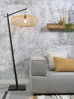 Good&Mojo Vloerlamp Cango bamboe zwart S 176 cm kap Ø 60 naturel Sale