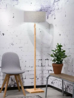 Good&Mojo Vloerlamp Fuji bamboe eco linnen lichtgrijs