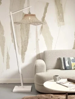 Good&Mojo Vloerlamp Ibiza L white met naturel kap Hot