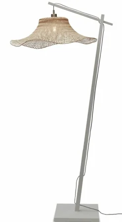 Good&Mojo Vloerlamp Ibiza L white met naturel kap Hot