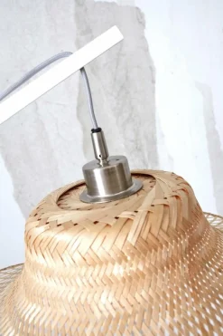 Good&Mojo Vloerlamp Ibiza L white met naturel kap Hot