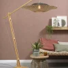 Good&Mojo Vloerlamp Kalimantan bamboe h.207cm/kap horiz.87x20cm zw/nat. New