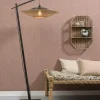 Good&Mojo Vloerlamp Kalimantan zw. h.176cm/kap horiz. 60x15cm zw/nat. Clearance