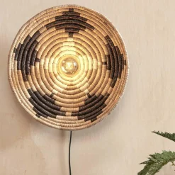 Good&Mojo Wandlamp Andros dia. 45cm zwart/naturel/wit Outlet