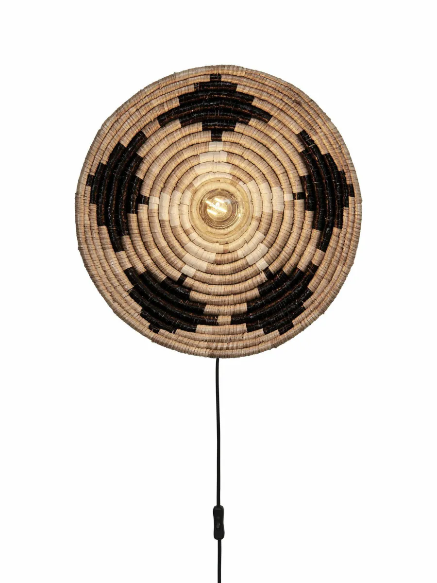 Good&Mojo Wandlamp Andros dia. 45cm zwart/naturel/wit Outlet