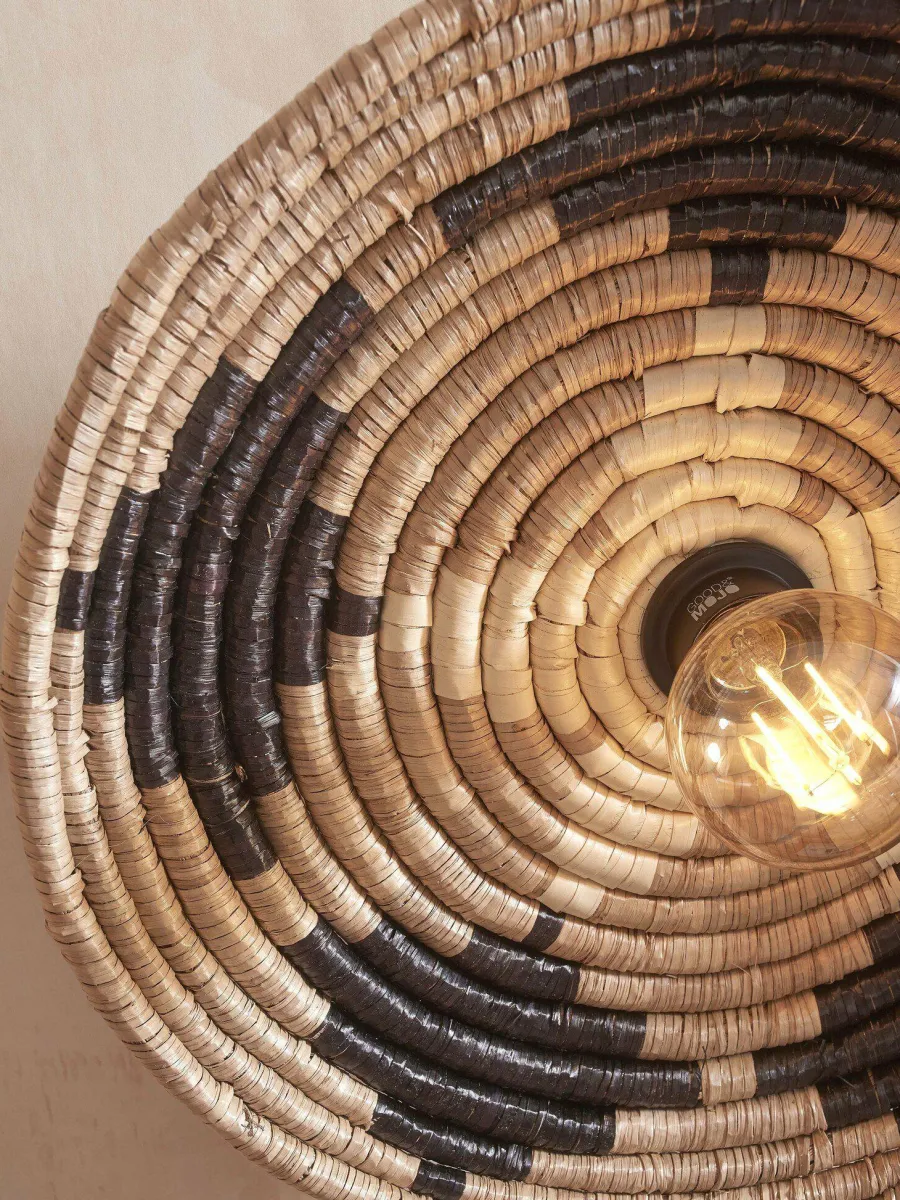 Good&Mojo Wandlamp Andros dia. 45cm zwart/naturel/wit Outlet