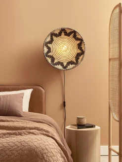 Good&Mojo Wandlamp Andros dia. 45cm zwart/naturel New