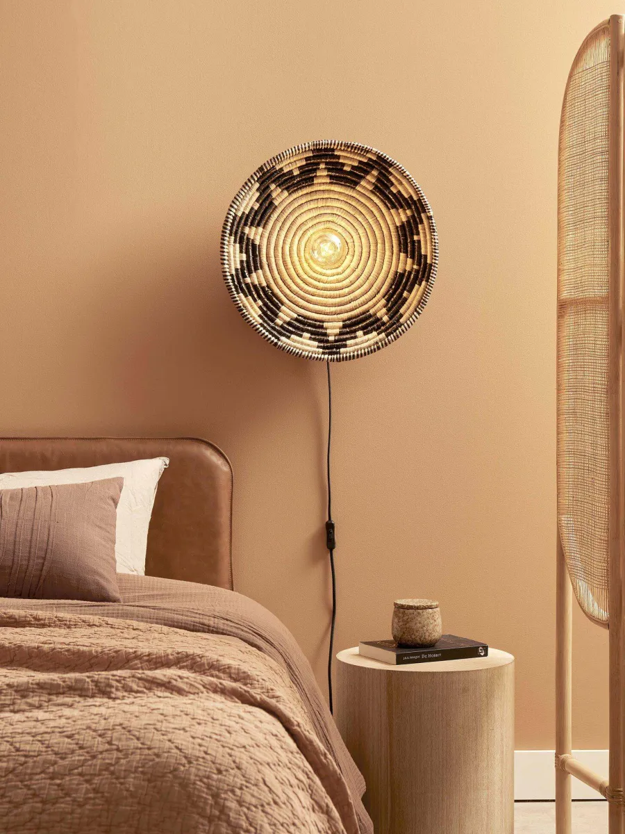 Good&Mojo Wandlamp Andros dia. 45cm zwart/naturel New