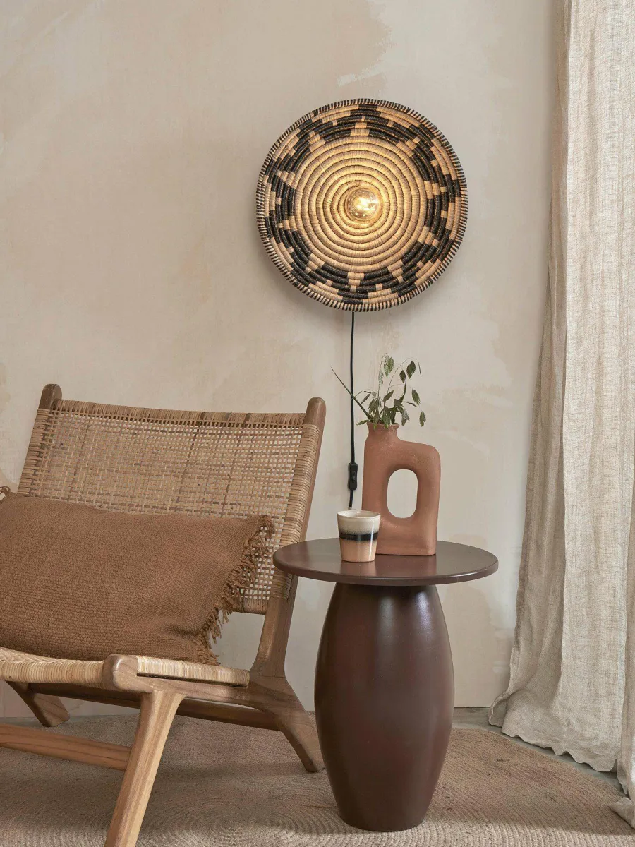 Good&Mojo Wandlamp Andros dia. 45cm zwart/naturel New