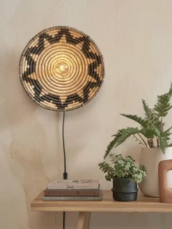 Good&Mojo Wandlamp Andros dia. 45cm zwart/naturel New