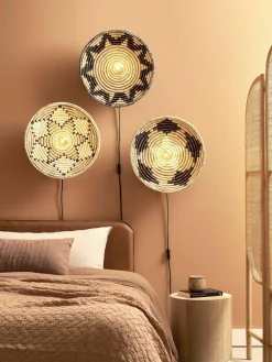 Good&Mojo Wandlamp Andros dia. 45cm zwart/naturel New